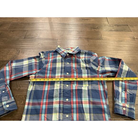 Abercrombie Fitch Muscle Mens Blue Red Plaid Button Up Long Sleeve Shirt Size M - Picture 9 of 9